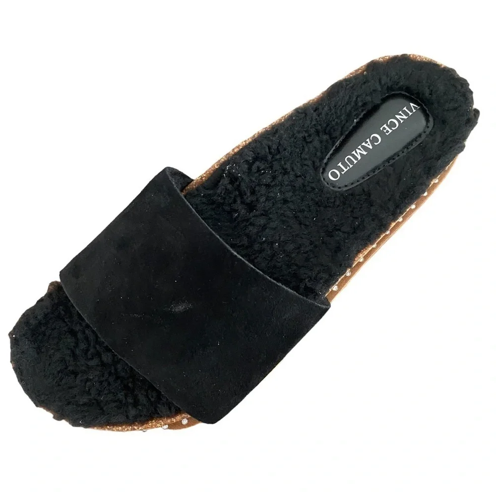 Vince Camuto Kanadial Black Verona Suede slipper Slide Sandal Size 8.5